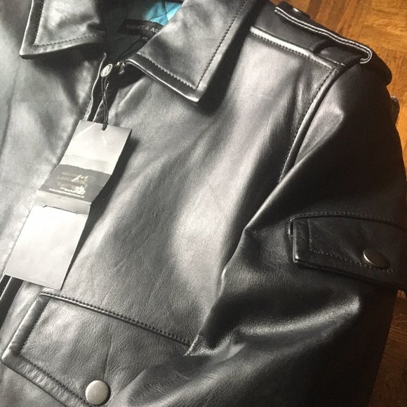 NWT Haight & Ashbury Mens Black Leather Jacket Moto Style - Picture 4 of 6